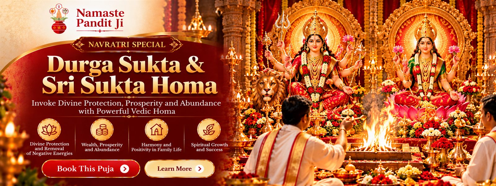 Navratri Special Durga Sukta and Sri Sukta Homa — invoke divine protection, prosperity and abundance with a powerful Vedic Homa